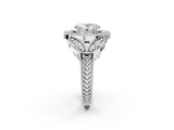 Platinum Oval Diamond Milgrain Marquise Filigree Engagement Ring with Prong Setting_8