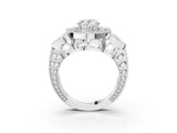 Platinum Oval Diamond Milgrain Marquise Filigree Engagement Ring with Prong Setting_9