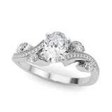 Platinum Oval Diamond Swirl Band with Prong Setting