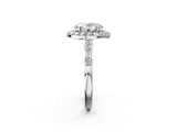 Platinum Oval Halo Diamond Engagement Ring with Twisted Band and Four-Prong Setting 2