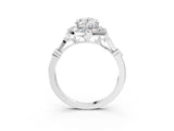 Platinum Oval Halo Diamond Engagement Ring with Twisted Band and Four-Prong Setting 3