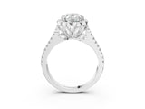 Platinum Oval Halo Diamond Floral Split Shank Engagement Ring 3