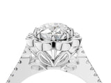 Platinum Oval Halo Diamond Floral Split Shank Engagement Ring 4