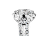 Platinum Oval Halo Diamond Floral Split Shank Engagement Ring 5