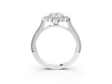 Platinum Oval Halo Milgrain Pave Diamond Ring with Four-Prong Setting 4