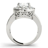 Platinum Oval Halo Pave Diamond Ring with Four-Prong Setting 2