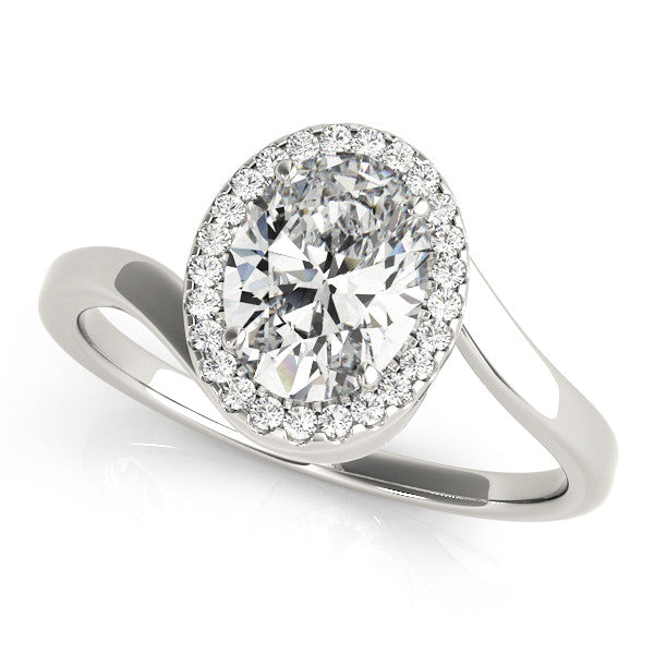 Platinum Oval Halo Solitaire Diamond Ring with Split Shank and Prong Setting 1