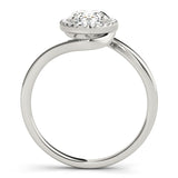 Platinum Oval Halo Solitaire Diamond Ring with Split Shank and Prong Setting