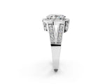 Platinum Oval Halo Split Shank Diamond Ring with Milgrain Prong Setting_16