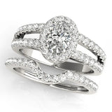 Platinum Oval Halo Split Shank Diamond Ring with Prong Setting 1