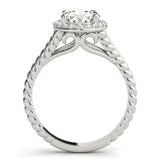 Platinum Oval Halo Split Shank Twisted Band Prong Set Ring 2