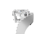 Platinum Oval Solitaire Diamond Engagement Ring with Pave Band and Four-Prong Setting 1