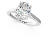 Platinum Oval Solitaire Diamond Ring with Four-Prong Setting and Tapered Band 1