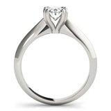 Platinum Oval Solitaire Diamond Ring with Four-Prong Setting on a Tapered Band 2