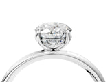 Platinum Oval Solitaire Diamond Ring with a Classic Band and Four-Prong Setting 5