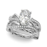 Platinum Oval Solitaire Diamond Twist Band with Four-Prong Setting 1