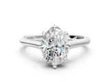 Platinum Oval Solitaire Engagement Ring with Six-Prong Setting and Classic Band