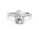 Platinum Oval Solitaire Twist Band Ring with Four-Prong Setting_12
