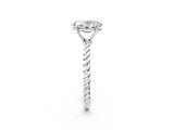 Platinum Oval Solitaire Twist Band Ring with Four-Prong Setting_14