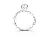 Platinum Oval Solitaire Twist Band Ring with Four-Prong Setting_15