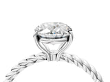 Platinum Oval Solitaire Twist Band Ring with Four-Prong Setting_16