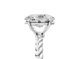 Platinum Oval Solitaire Twist Band Ring with Four-Prong Setting_17