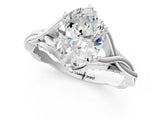 Platinum Oval Solitaire Twist Band Six-Prong Setting 2