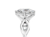 Platinum Oval Solitaire Twist Band with Leaf Prong Setting