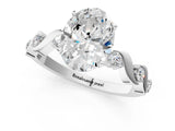 Platinum Oval Solitaire Twisted Band with Prong Setting 1