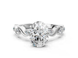 Platinum Oval Solitaire Twisted Band with Prong Setting