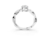 Platinum Oval Solitaire Twisted Pave Diamond Ring with Four-Prong Setting_11