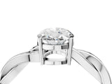 Platinum Oval Solitaire Twisted Pave Diamond Ring with Four-Prong Setting_12