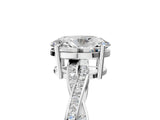 Platinum Oval Solitaire Twisted Pave Diamond Ring with Four-Prong Setting_13