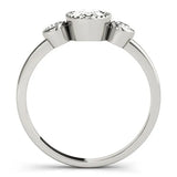 Platinum Oval Three-Stone Bezel Set Diamond Ring with Solitaire Band 2