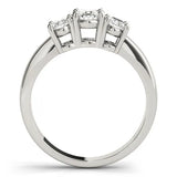Platinum Oval Three-Stone Diamond Ring with Solitaire Band and Four-Prong Setting 2