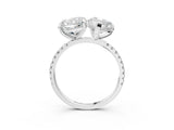 Platinum Oval and Cushion Toi Moi Ring with Prong Setting and Micro Pave Band 3