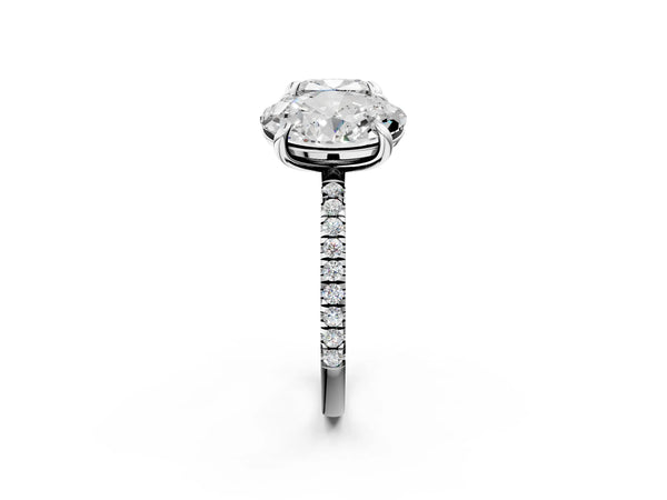 Platinum Oval and Cushion Toi Moi Ring with Prong Setting and Pave Band