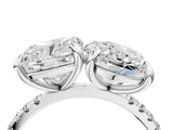 Platinum Oval and Cushion Toi Moi Ring with Prong Setting and Pave Band 4