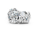 Platinum Oval and Cushion Toi Moi Ring with Prong Setting and Plain Band