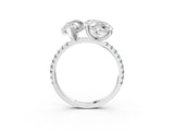 Platinum Oval and Marquise Toi Moi Ring with Prong Setting and Micro Pave Band 3