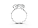 Platinum Oval and Pear Toi Moi Ring with Prong Setting and Micro Pave Band 3