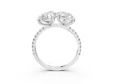 Platinum Oval and Pear Toi Moi Ring with Prong Setting and Pave Band 6