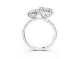 Platinum Oval and Princess Toi Moi Ring with Prong Setting and Micro Pave Band 3