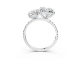 Platinum Oval and Princess Toi Moi Ring with Prong Setting and Pave Band 3