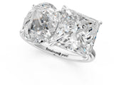 Platinum Oval and Princess Toi Moi Ring with Prong Setting and Plain Band 1