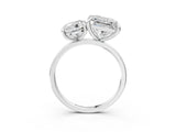 Platinum Oval and Princess Toi Moi Ring with Prong Setting and Plain Band 3