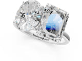 Platinum Oval and Radiant Toi Moi Ring with Prong Setting and Plain Band 1
