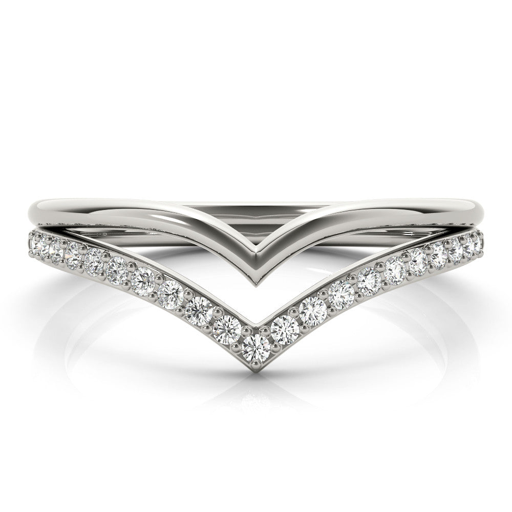 Platinum Pavé Round Diamond Chevron Band with Channel Setting 2