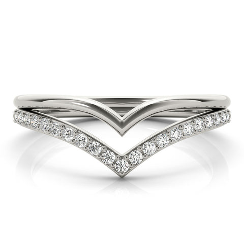 Platinum Pavé Round Diamond Chevron Band with Channel Setting 2