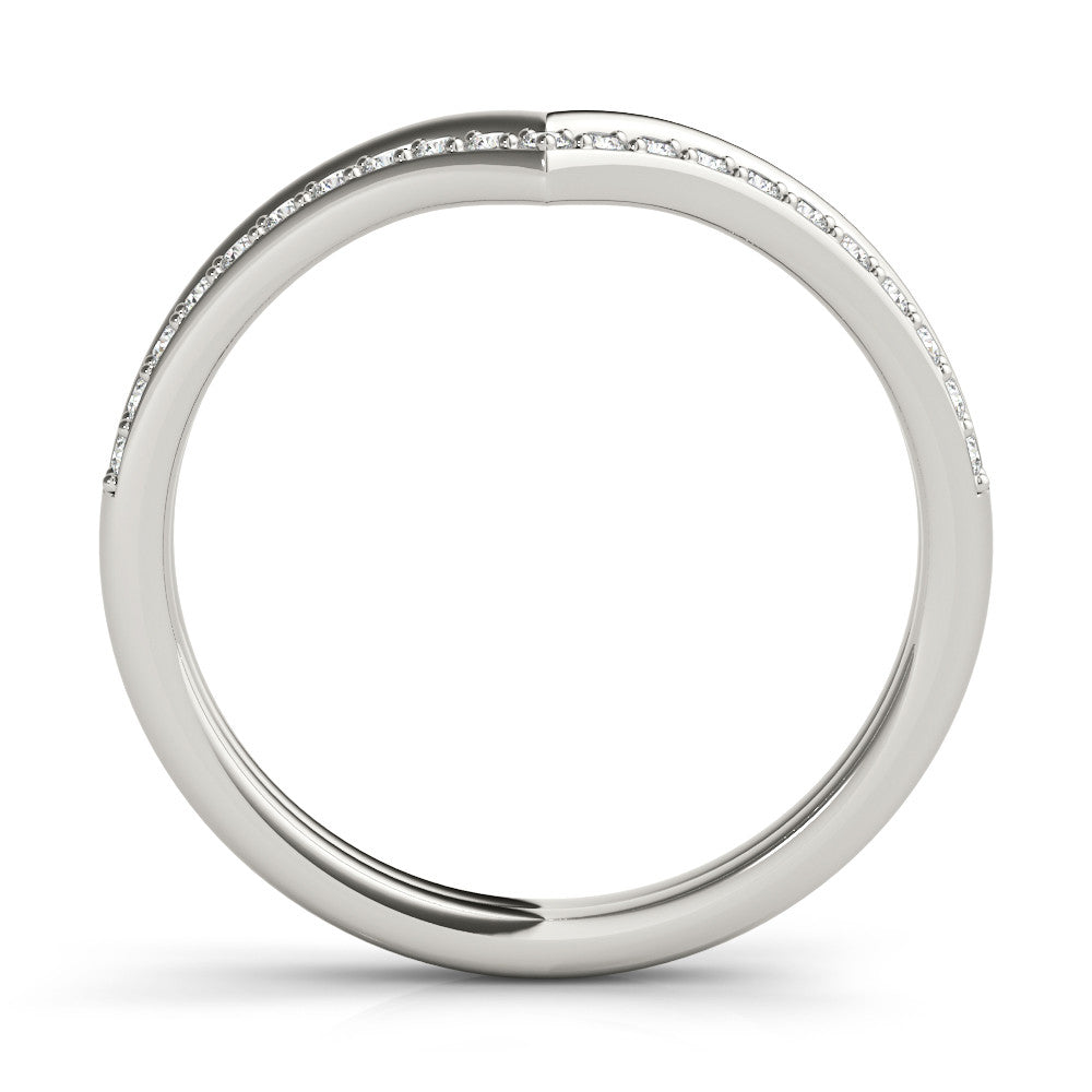 Platinum Pavé Round Diamond Chevron Band with Channel Setting